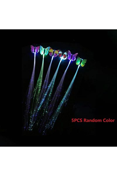 Choice 5pcs Random Color 5pcs Colorful Butterfly Lights Braids Wig Women Party Hair Accessories Random Colo