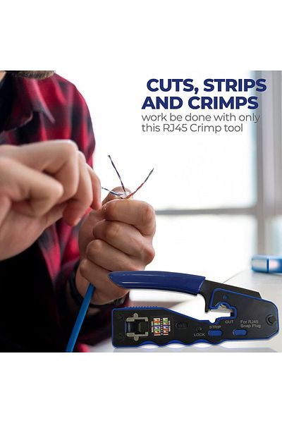 ZoeRax Rj45 Crimp Tool Pass Through Crimper Cutter For Cat6a Cat6 Cat5 8p8c Modular Connector Eth...