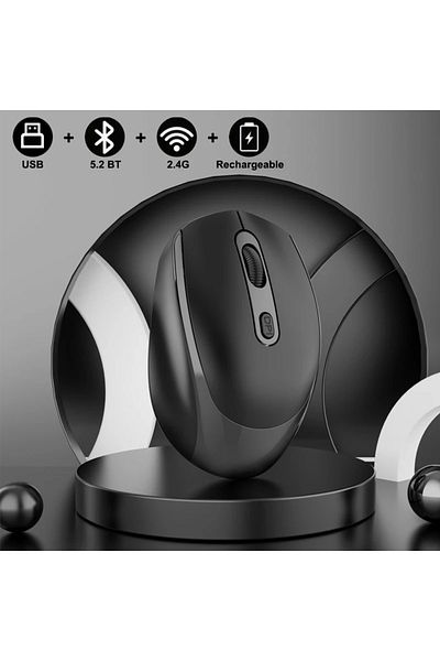 congdi Black Wireless Silent Mouse Bluetooth-compatible 2.4G Dual Mode Rechargeable Optical Mouse 1600 DPI