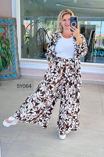 İnce Topuk Set de 2 piese casual din bumbac, viscoză 5y064