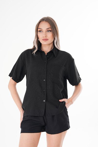 ŞİMAL Cămașă oversize de in pentru femei cu un singur buzunar 250136   -
