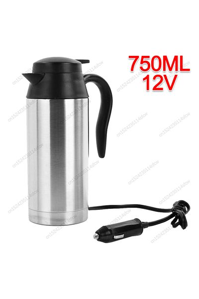 VODOOL 12V 750ml 750/1200ML 12V/24V Stainless Steel Thermal Bottle Portable Electric Kettle Heated Car Mug