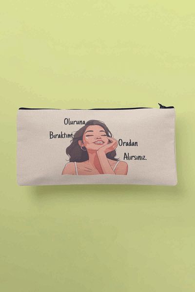 qoeuyl boutique Αστεία υφασμάτινη τσάντα μακιγιάζ με στάμπα και πορτοφόλι με μολύβι