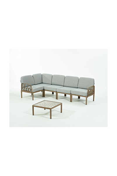 Novussi GARDA Sofa Set L Köşe + Sehpa GRİ Minderli