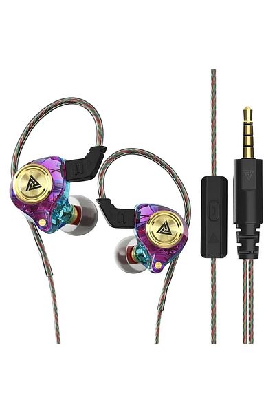 Choice Purple QKZ AK3 FiLe Wired Earphone with Microphone HiFi Music Monitor Bass Headphones Noise Cancelli