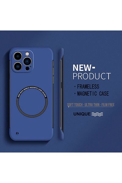 Choice غلاف هاتف مغناطيسي فائق النحافة من البولي كربونات الصلب بدون إطار لهاتف iPhone 13 أزرق داكن من Magsafe لهاتف iPhone 15 14 Pr