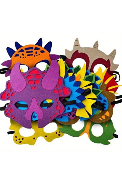 Choice أقنعة ديناصورات متعددة 12 قطعة من اللباد والمرونة لتزيين حفلات الديناص...