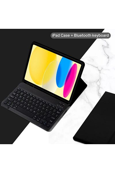 Choice لوحة مفاتيح عبرية سوداء لجهاز iPad الجيل العاشر 2022 مقاس 10.9 بوصة مع لوحة مفاتيح، لاسلكية قابلة للفصل