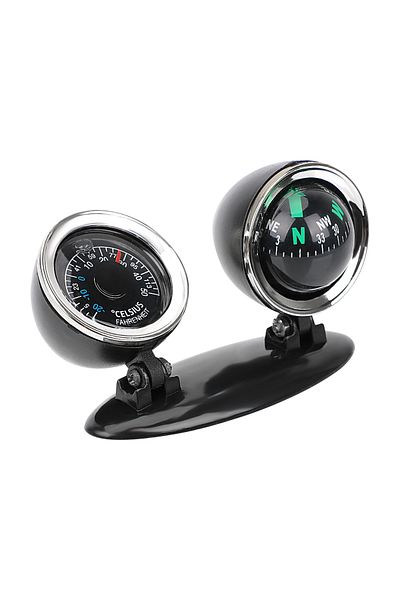 LEEPEE black Car Ornaments Compass Thermometer Guide Ball Dashboard Meters Gauge Decorative Truck Automobil