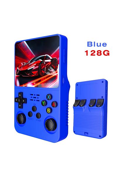 BOYHOM R36S Blue 128G Open Source R36S Retro Handheld Video Game Console Linux System 3.5 Inch IPS Screen P