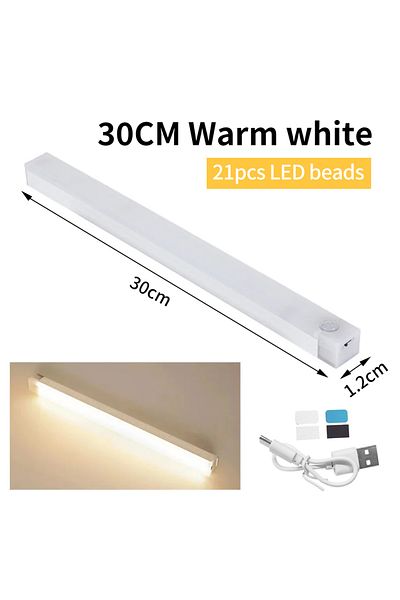 Choice 30CM Warm white LED Bar Lights USB Rechargeable Motion Sensor Night Light Portable Induction Cabinet