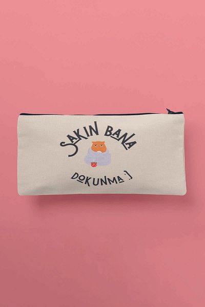 qoeuyl boutique Μην με αγγίζεις Πορτοφόλι με στυλό τσάντα μακιγιάζ με στάμπα