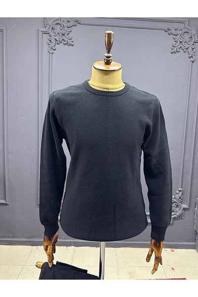 ALTINYILDIZ CLASSICS Cotton Standard Fit Normal Cut Crew Neck Knitwear Black Sweater