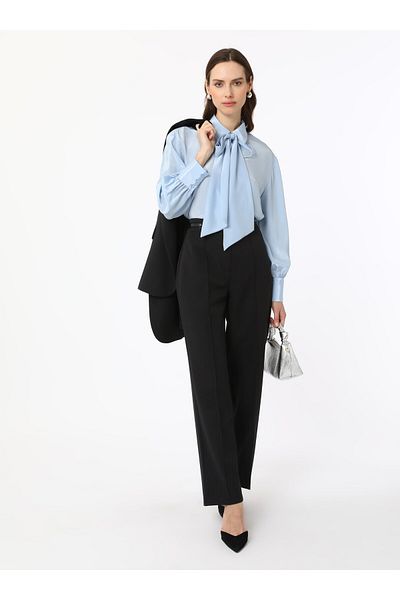 Refka Ribbed High Waist Trousers - Black - Refka