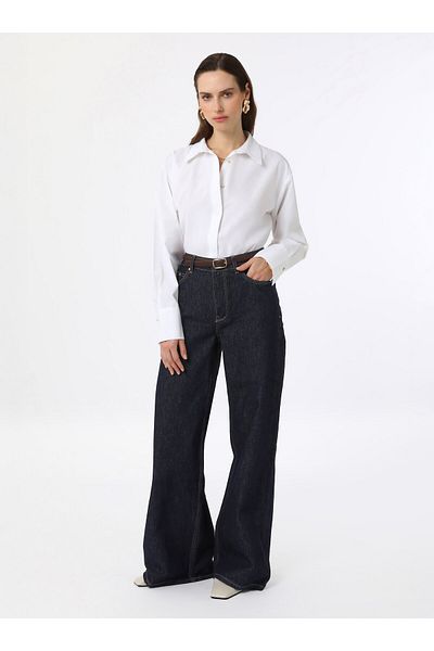 Benin Wide Cuff Poplin Shirt - White - Benin
