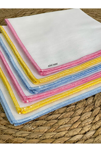 NÜNÜ ANNE , Bebek Ağız Mendili, 6'lı , %100 Pamuklu, Çift Katlı, 30x30 cm