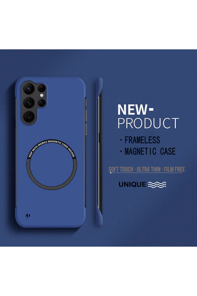 Choice جراب هاتف سامسونج جالاكسي إس 24 ألترا، أزرق داكن، رفيع للغاية، مصنوع من البولي كربونات الصلب، مغناطيسي، بدون إطار، متوافق مع نظام ماج سيف إس 24 إس 2