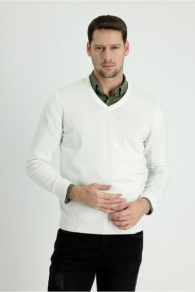 Kiğılı V-Neck Regular Fit Cotton Knitwear Sweater