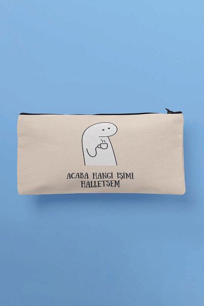 qoeuyl boutique Αναρωτιέμαι τι εργασία μου έχει τυπωθεί υφασμάτινη τσάντα μακιγιάζ Πορτοφόλι μολυβοθήκη