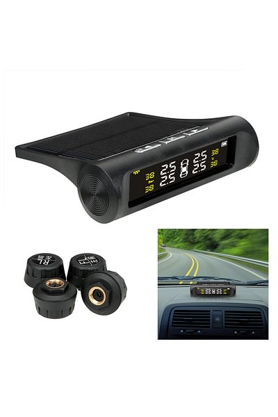 LEEPEE Solar Tpms 4 Sensors Car Tpms Tyre Pressure Monitoring System Solar Powered Digital Lcd Display Auto