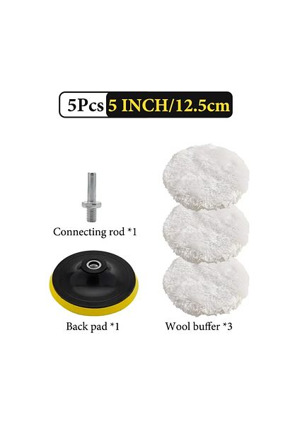 Choice 5in-5pcs 5 Piece 3/4/5 Inch Polishing Set Car GadgetsCar Polishing PadCar Wax Sponge Disc Wool Wheel