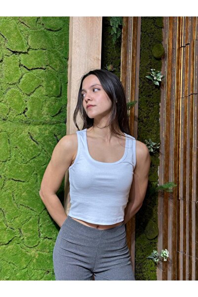 Kübra Tekstil Women's U-Neck White Crop/Blouse