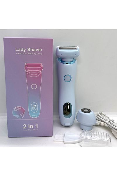 XMSJ blue Electric Razors for Women 2 In 1 Bikini Trimmer Face Shavers Hair Removal for Underarms Legs La