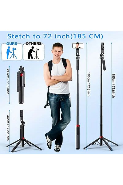 KYNOVATION black Portable camera tripod with wireless remote control and 360 ° rotation for video recording, vi