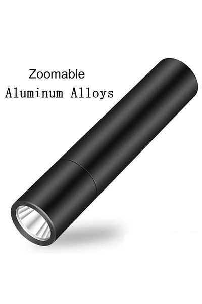 ESMARTER Aluminum Zoom Mini Portable LED Flashlight USB Rechargeable Small Pocket Light Built In Battery Fixe
