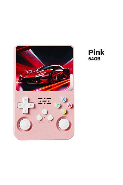 yydzkj 64GB Pink R36S Retro Handheld Video Game Console Linux System 3.5-inch IPS Screen Mini Portable Hand