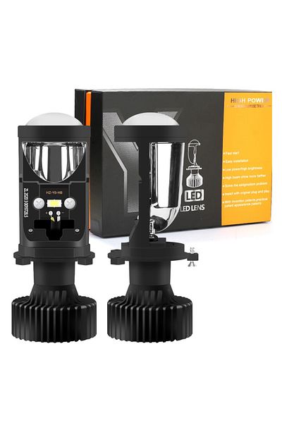 Choice 1set H4 2PCS Mini Projector Lens H4 LED Headlight Kit Left Hand Y6D Lamp with Fan 45W Canbus Automob