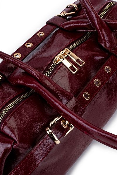 minebag Geantă de umăr din piele artificială cu curea detaliată Anfora Claret Red