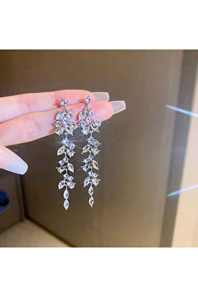 Choice أقراط 1 أقراط طويلة من الزركون الكريستالي اللامع للنساء أقراط متدلية ه...