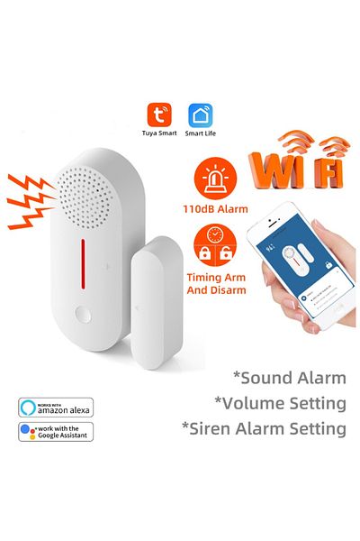 Choice نوع A Tuya WiFi Smart Door Window Sensor نظام إنذار حماية أمان المنزل الذكي باب مفتوح / مغلق