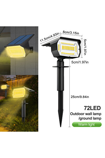 Choice 1 قطعة 72LED أبيض دافئ 72/68 LED أضواء المناظر الطبيعية الشمسية IP65 ل...