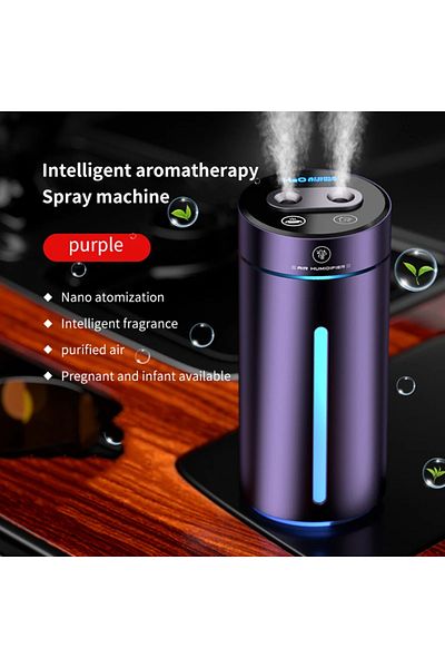 Choice Crow purple 380ML Double Spray Vehicle Air Humidifier USB Charging Mini Essential Oil Diffuser with
