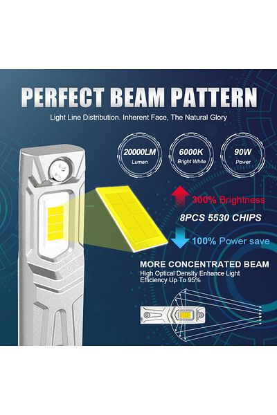 NLpearl H1 6000k White 2x 20000lm H1 Led Headlight Canbus Error Free High Power 90w 6000k White Supe