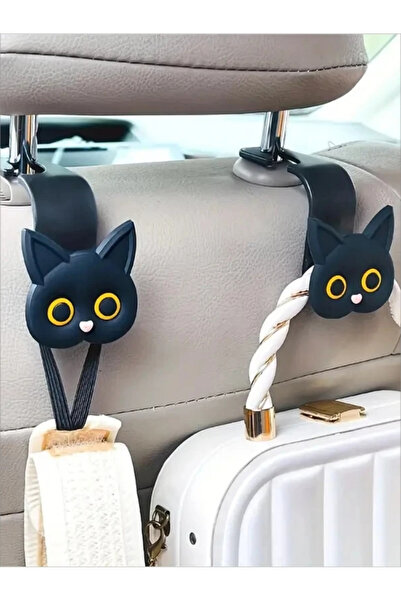 Choice Black 2pcs 2pcs Adorable 3D Cartoon Cat Car Seat Headrest Hooks - Univ...