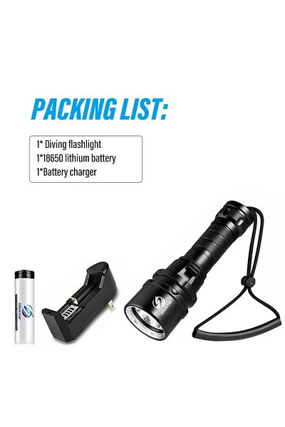 ESMARTER US Plug 8773 High Power Diving Flashlight IP68 Highest Waterproof Rating Professional Diving Light P
