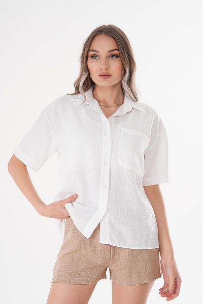 ŞİMAL Γυναικείο λινό πουκάμισο με μονή τσέπη Oversize 250136 -