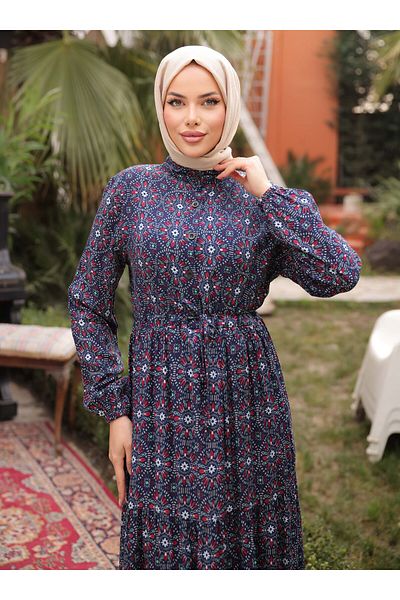 SAHRA BUTİK ΦΟΡΕΜΑ ΜΙΣΟ ΠΑΤΙΛΙ - Navy Blue - SAHRA BUTIK