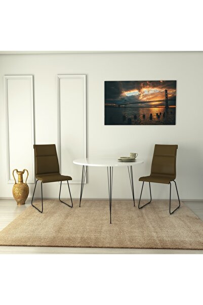 PASİFİC HOME Pasific Home Sandalf Metal Ayaklı Yuvarlak Mutfak Masası, Parlak...