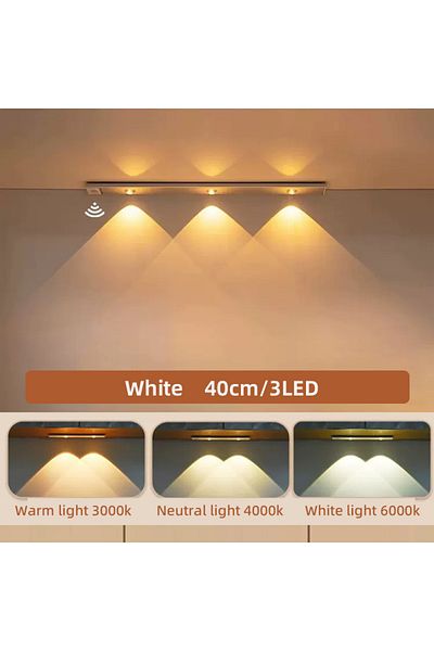 CENSHION White 40CM 3color in 1 lamp Cabinet Light USB Rechargeable Motion Sensor Ultra-thin Night Light for