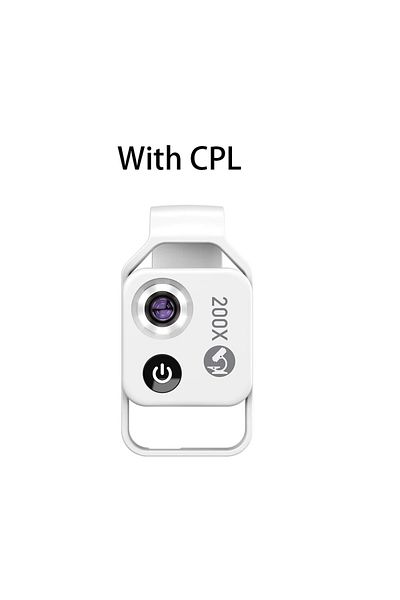 APEXEL White with CPL APEXEL 200X Pocket Microscope Lens with CPL Filter LED Light Mini Micro Macro Lenses