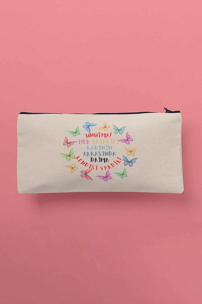 qoeuyl boutique Πίσω από κάθε επιτυχημένη γυναίκα υπάρχει ένα πορτοφόλι με στυλό τσάντας μακιγιάζ με στάμπα