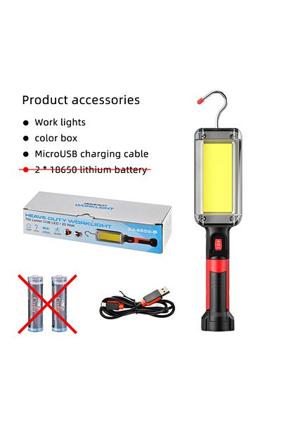 Choice No Battery Led Work Light COB Floodlight 8000LM Rechargeable Lamp Use 2*18650 Battery Led Portable M