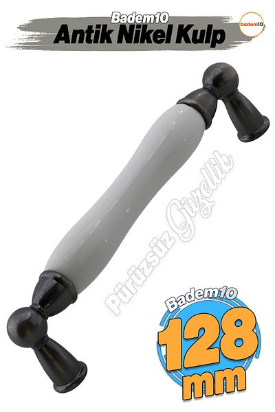 Badem10 Domaniç Porțelan Nichel Antic 128 Mm Mobilier Bucătărie Sertar Dulap Dulap Mâner Capac Mâner Mânere