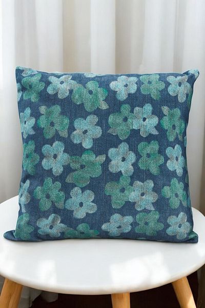 ASDİVA Husa de perna albastra decorativa cu model margarete 43x43