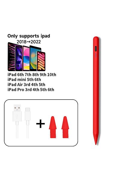 Choice قلم Apple Pencil 2 باللون الأحمر لجهاز iPad Pen Palm Rejection Stylus لجهاز iPad Pro Mini 6 Air 2022 2021 2020 2019 20