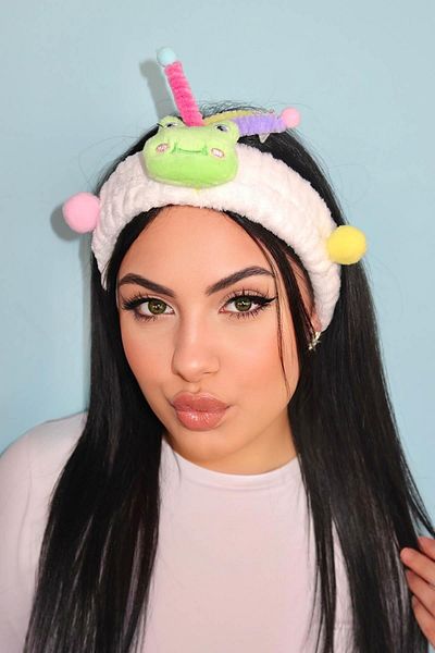 TAKIŞTIR White Color Frog Figured Plush Hair Band